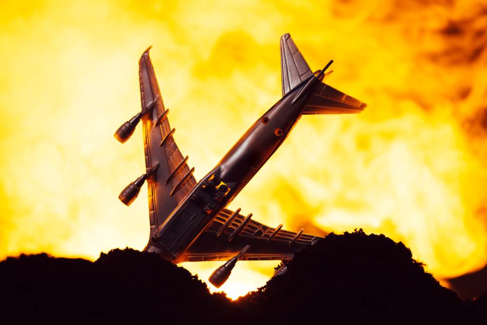 Aviation Injury Attorney Plane Crash Depiction